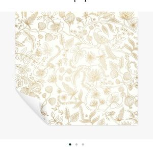 NIP rolls of Rifle Paper Co. Peel & Stick wallpaper in “Aviary” gold/cream